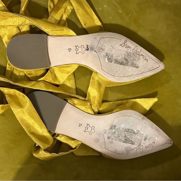 Sam Edelman Gold Lace Up Flats Size 81/2 - Picture 7 of 9